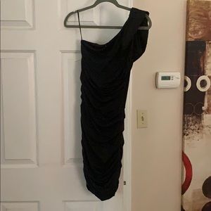 Single cold shoulder black party dress